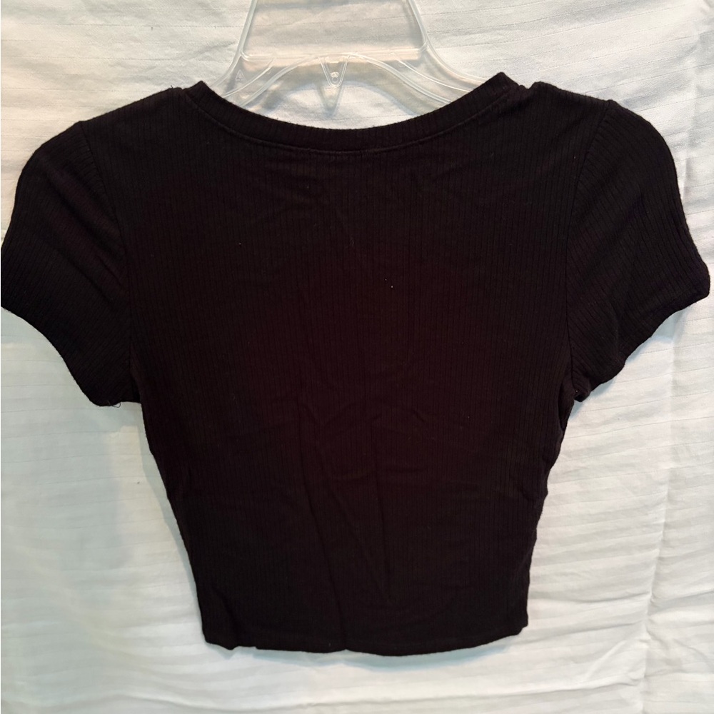 Black Ribbed Crop Top - Picture 2 of 2